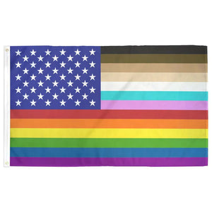 For All Rainbow US Flag 3x5