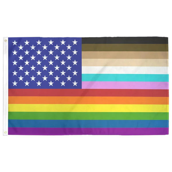 For All Rainbow US Flag 3x5