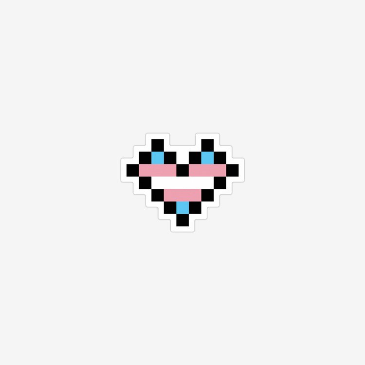 Trans Pixel Heart Sticker