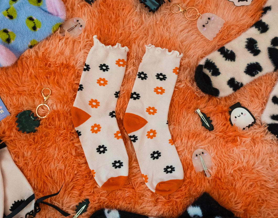 Halloween Flower Ruffle Socks
