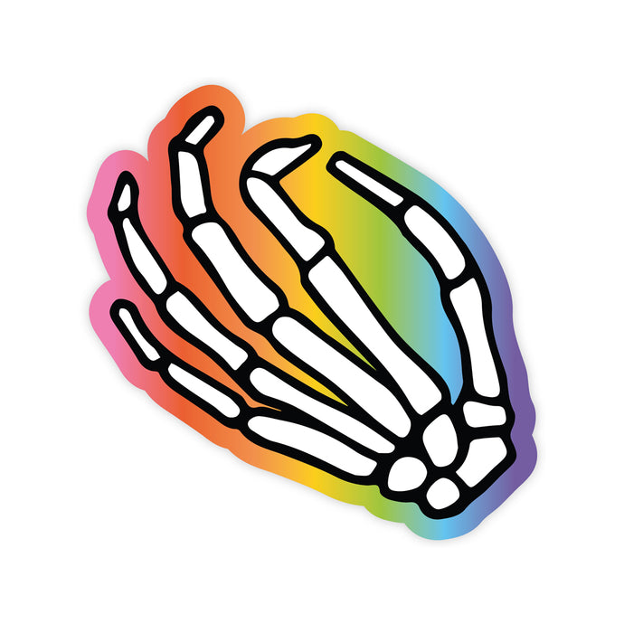 Rainbow Skeleton Hand Sticker